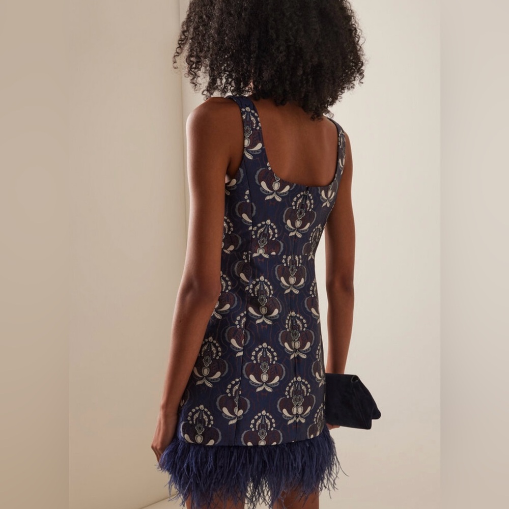 Cara Cara Carlie Feather Trimmed Jacquard Mini Dress